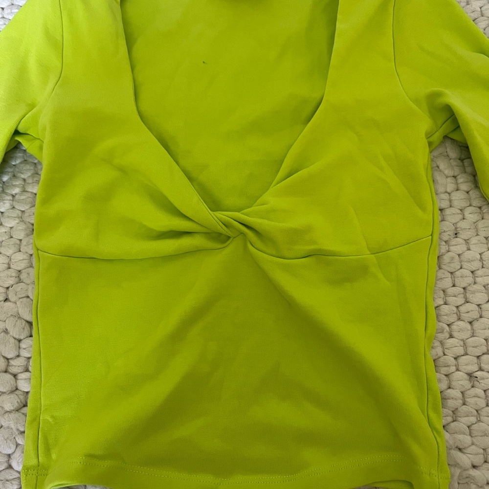 Green/yellow Zara tie front top